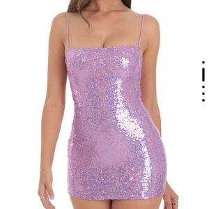 Purple Sequin Mini Dress